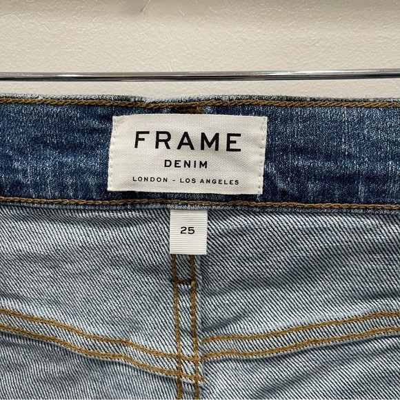 Frame Le Tour Raw Hem Denim Shorts in Bixby Size 25 - Picture 11 of 11